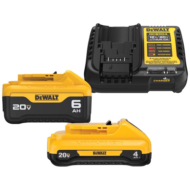 DeWalt 20V MAX DCB2460C Lithium-Ion 4Ah and 6Ah Battery and Charger Starter Kit 4 pc