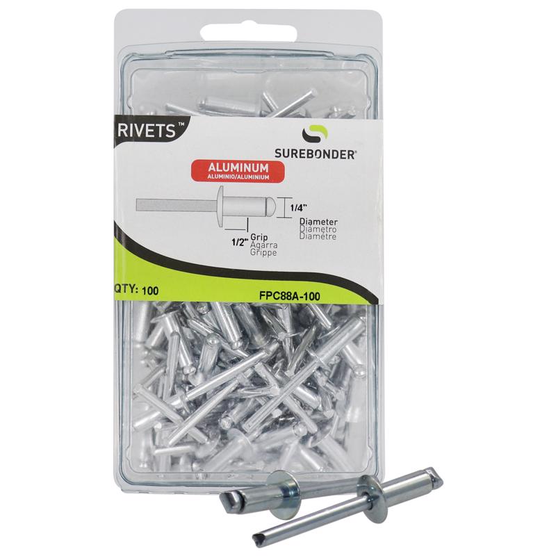 Surebonder 1/4 in. D X 1/2 in. Aluminum Rivets Silver FPC88A-100 100 pk