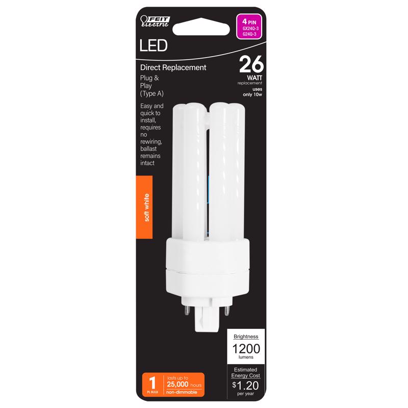 Feit Linear PL GX24Q-3 4-Pin LED Bulb Soft White 26 Watt Equivalence BPPLT26E827LED 1 pk