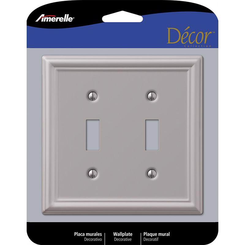 Amerelle Chelsea Brushed Nickel 2 gang Stamped Steel Toggle Wall Plate 149TTBN 1 pk
