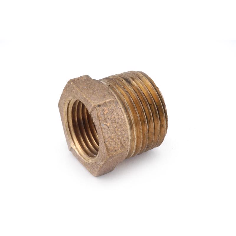 Anderson Metals Red Brass Hex Bushing, 3/8 in. MPT x 1/4 in. FPT, 738110-0604