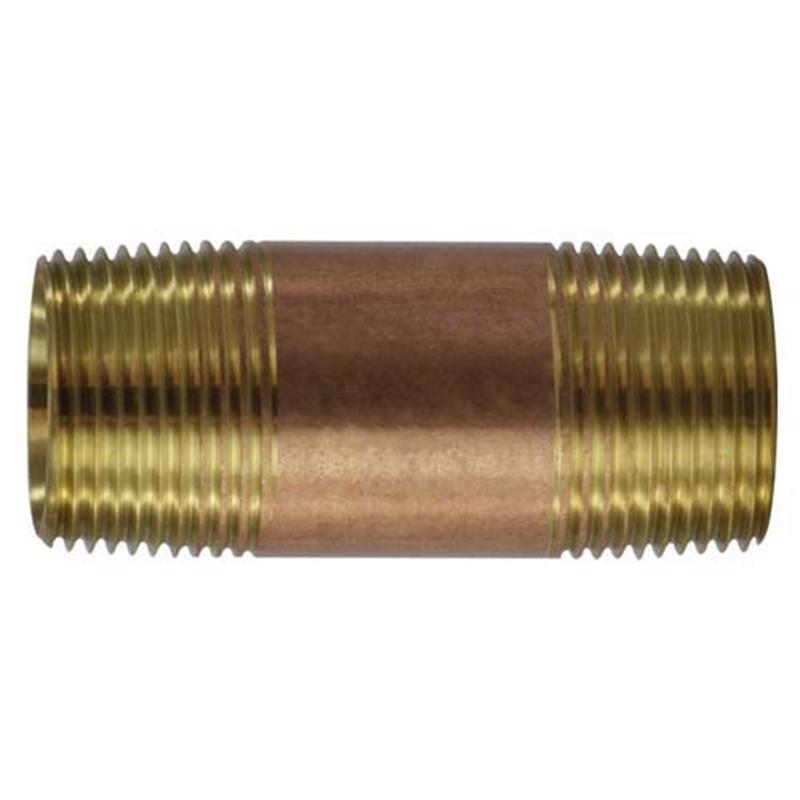 Anderson Metals Red Brass Pipe Nipple, 3/8 in. MPT x 3/8 in. MPT, 4 in. L, 38300-0640