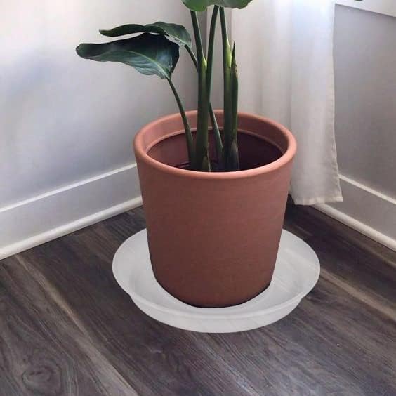 2 Pack of 17 inch Plant Saucer, 2.3" Depth Tray, Large Deep Garden Plastic Flower Planter Plant Trays for Indoors Outdoor Bath Bath (17", Clear)