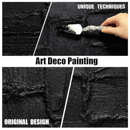 Large Abstract Painting Wall Decor for Living Room Black Canvas Wall Art for Dining Room 3D Wall Art for Office 40 x 80 Inch
