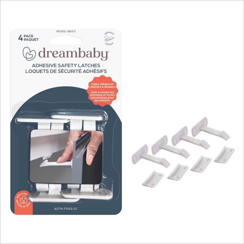 Dreambaby White Plastic Adhesive Cabinet/Drawer Latches L1414 4 pk