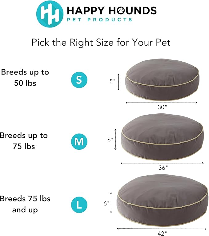 Happy Hounds Scout Round Reversible Pillow Dog Bed, Medium (36" x 36"), Cobalt