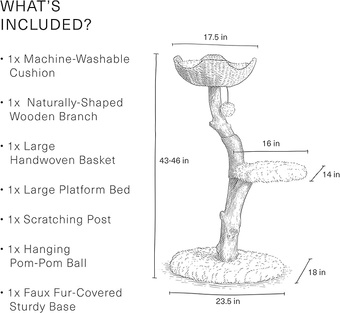 Wooden Cat Tree Tower, Modern Single Branch Cat Condo, Wood Cat Tree, Cat Climbing, Furniture for Cat, Cat Lover Gift, Cat Furniture,Cat Gift by MAU LIFESTYLE (Brown)