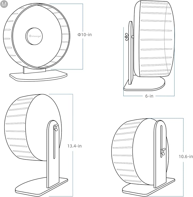 Niteangel Super-Silent Hamster Exercise Wheels: - Quiet Spinner Hamster Running Wheels with Adjustable Stand for Hamsters Gerbils Mice Or Other Small Animals (M, Pink)