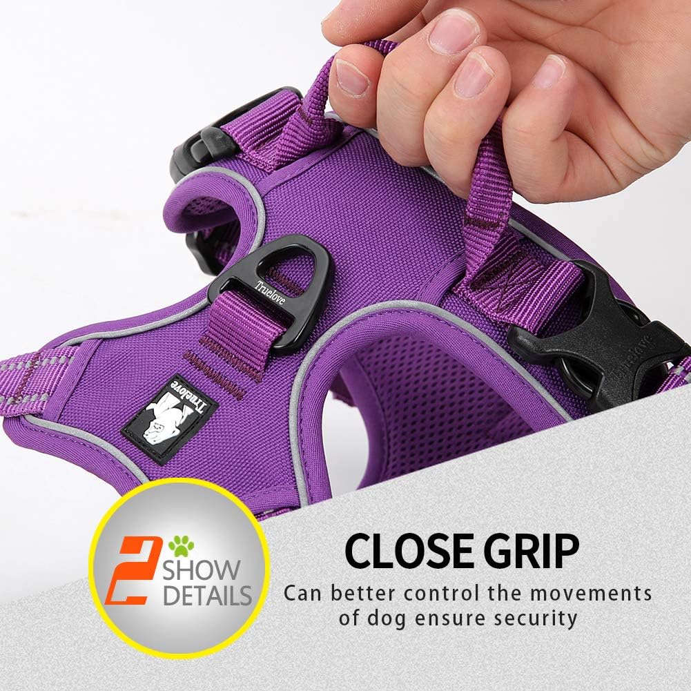 Truelove No Pull Dog Harness with Easy Control Handle and 2 Leash Attachments,Reflective Adjustable Pet Vest