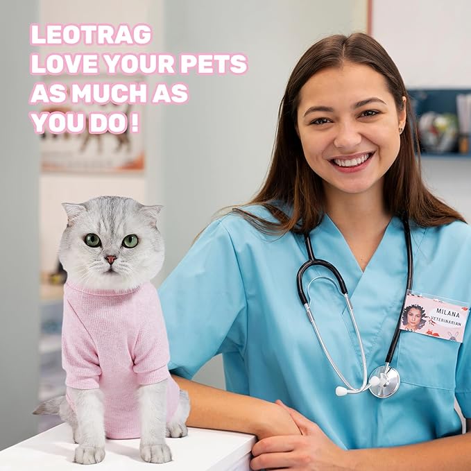 Breathable Cat Recovery Suit for Female/Male, Anti-Licking Kitten Onesie - Cat Surgery Pajamas with Sleeve After Spay, Prevent Shedding, Abdominal Wounds, Skin Diseases or E-Collar Alternative