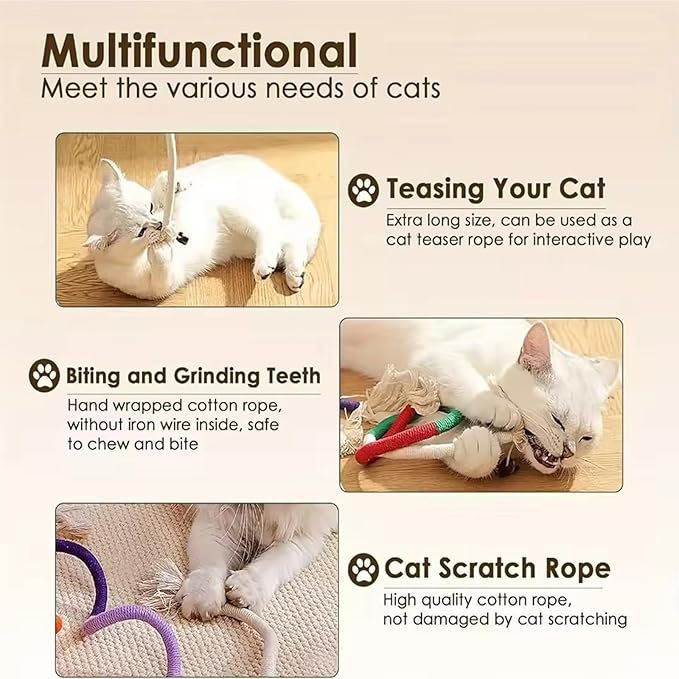 Celery Pets Cat Chew Rope,Catnip-Infused Organic Cotton Chew Rope Toys for Cats, Soft & Safe Dental Chew Toys for Indoor Cats, Self-Play and Teeth Cleaning (6PCS)