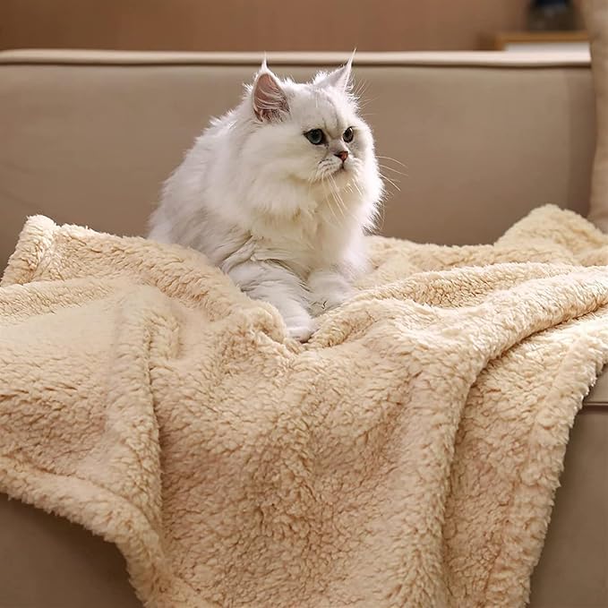 Pet Blankets for Couch Sofa Bed Dog Blankets Reversible Cat Blanket Soft Furniture Protector Cover for Small Medium Large Dogs Cats, Brown, 16 x 24 inches