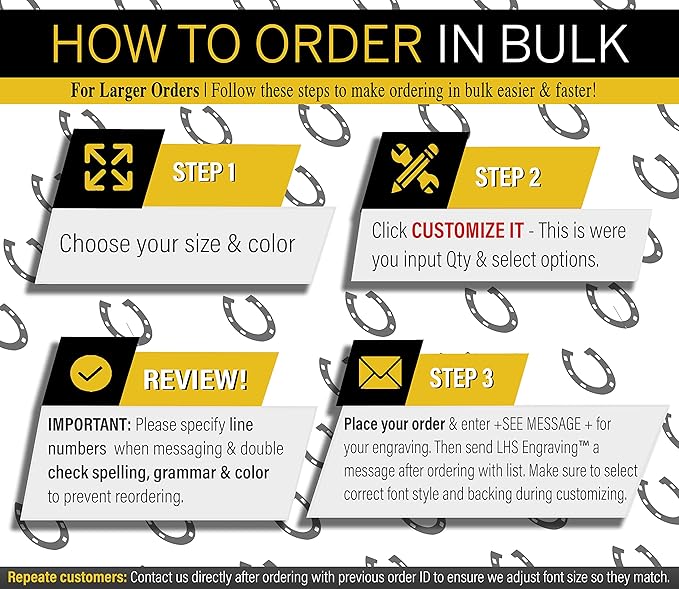 Personalized Horse Stall Name Plates, 2x8 Horse Stall Signs with Adhesive, All Weather UV Protected, Stone Granite Pattern Plastic Black Letters - Made in USA - S3