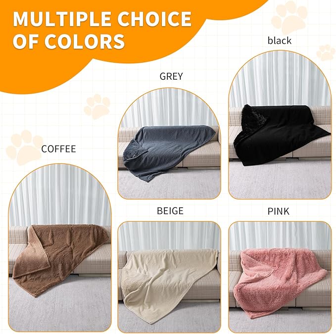 Black Pet Calming Couch Throw Blankets for Dogs Waterproof Dog Blanket Fluffy Long Faux Fur for Little Dog Cat Puppy Mat Washable(Black,XS-28 * 20in)