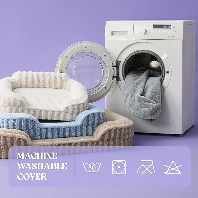 LE SURE Cute Dog Bed for Small Dogs, Orthopedic Waterproof Small Pet Beds with Sides, Non-Slip Bottom and Egg-Crate Foam Puppy Couch Sofa with Washable Removable Cover, Hazel