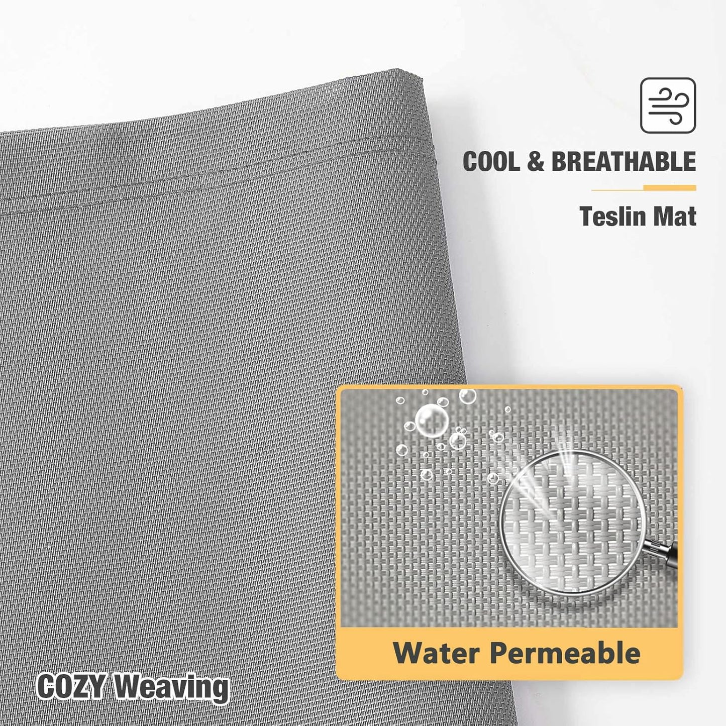Veehoo Chew Proof Elevated Dog Bed - Cooling Raised Pet Cot - Silver Aluminum Frame and Durable Textilene Mesh Fabric, Unique Designed No-Slip Feet for Indoor or Outdoor Use, Grey, Large, CWC2003