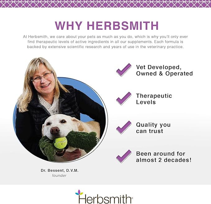 Herbsmith Calm Shen – Herbal Blend for Dogs & Cats – Natural Anxiety Remedy for Dogs & Cats – Feline and Canine Calming Supplement – 500g Powder