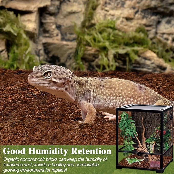 ZeeDix 10LB Coconut Fiber Substrate, 100% Organic Coconut Husk Coco Fiber Coir Brick Terrarium Bedding for Reptiles, Tortoise, Bearded Dragon, Leopard Gecko, Snake, Hermit Crabs, Frogs, Tarantula