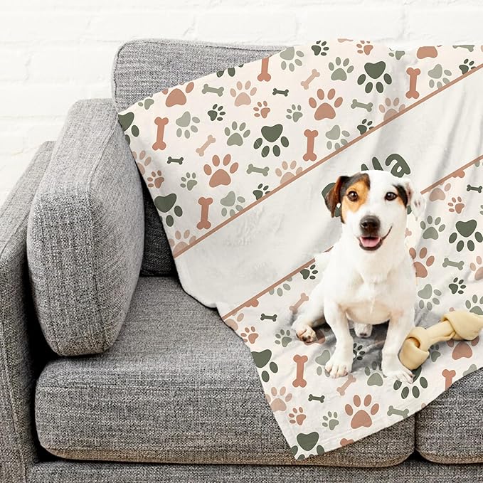 Prints Next Day โ Custom 30" x 40" Sherpa Pet Lightweight Blanket Personalized with Pet Lightweight's Name - Paw Pattern - Gift for Dog Owners - Printed in America