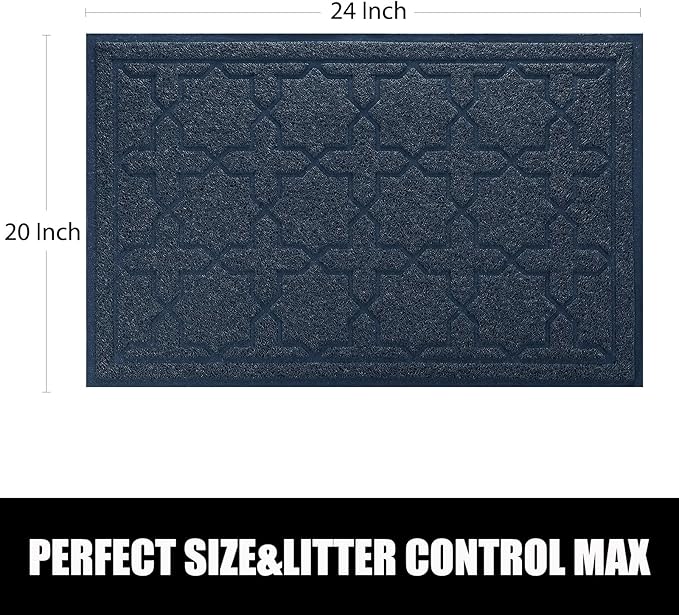 Yimobra Cat Litter Mat, 24"x20" Litter Mat with Litter Lock Mesh, Soft Cat Litter Mat Litter Trapping Mat, Easy to Clean, Non-Slip, Water Resistant, Litter Free Floors, Dark Blue