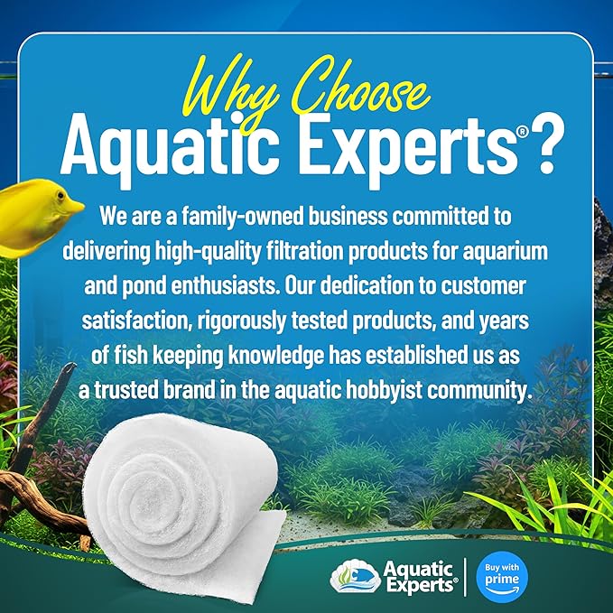 Aquarium Filter Floss for Fish Tank Filters - FilterFirst Aquarium Filter Pad - Media Roll for Crystal Clear Water, Aquatic Experts, 3/4" - 1" Thick (12 Inch Wide, Value Pack)