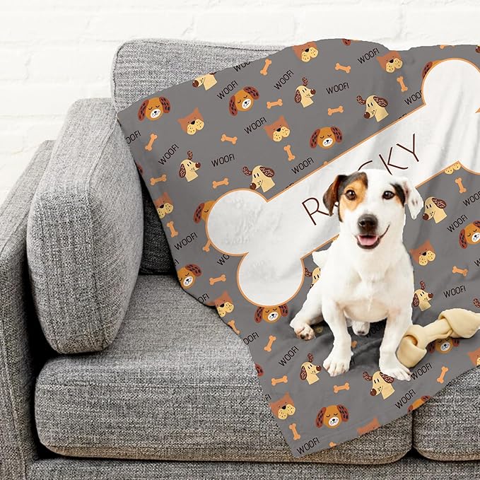 Prints Next Day โ Custom 30" x 40" Sherpa Pet Lightweight Blanket with Name - Gift for Dog or Cat Owners - Personalized Couch Throw - Puppy Patterned - Printed in America