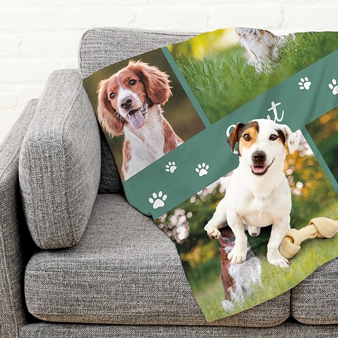 Prints Next Day โ Custom 50" x 60" Fleece Pet Lightweight Blanket with Multi-Photo Upload - Personalized with Pet Lightweight's Name - Gift for Dog or Cat Owners - Printed in America