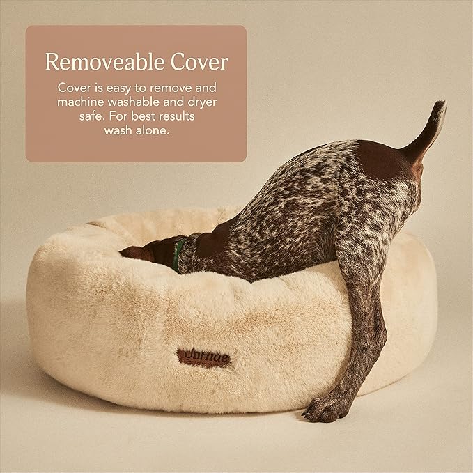 UnHide Floof Pet Bed - Medium (28" x 10") - Extra Soft Dog Bed - Removable Faux Fur Cover - Machine Washable - Helps Ease Pet Anxiety & Provides The Perfect Sleep - Charcoal Charlie