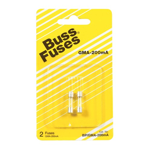 Bussmann 0.2 amps Fast Acting Glass Fuse BP/GMA-200MA 2 pk