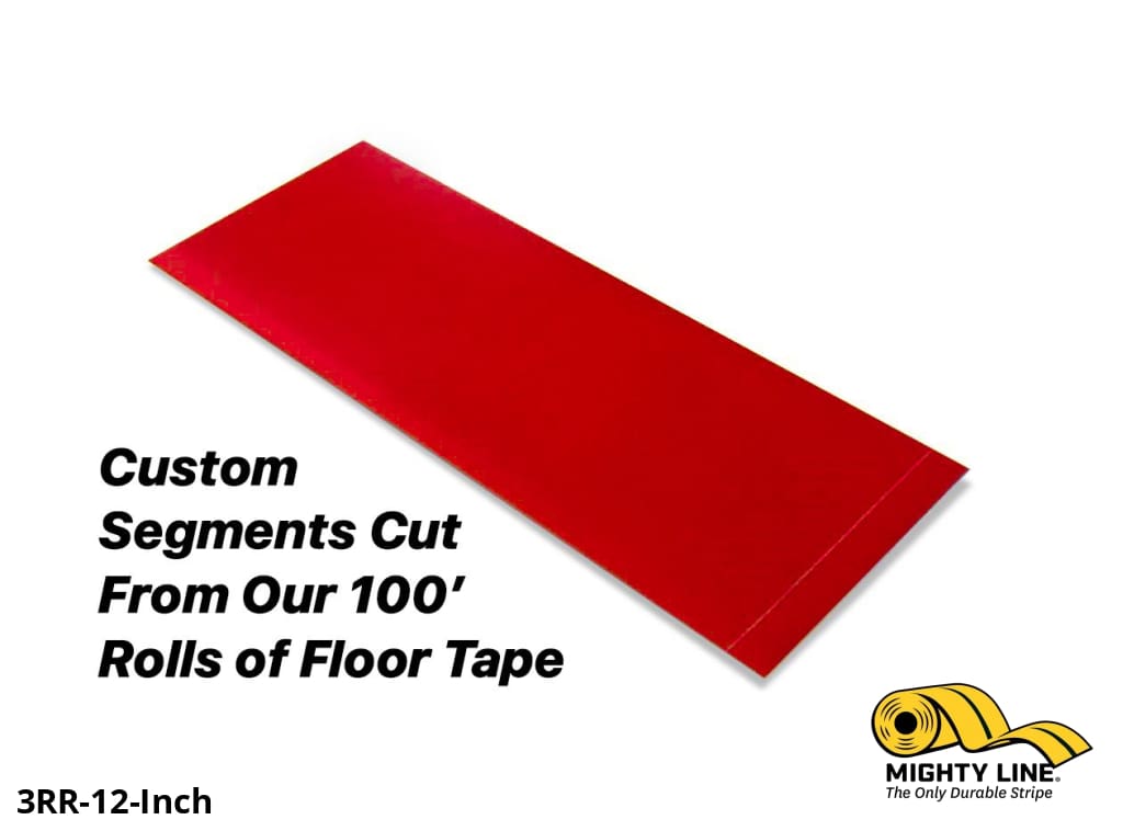 Mighty Line Custom Cut Segments - 3" Red Solid Color Tape - 100' Roll