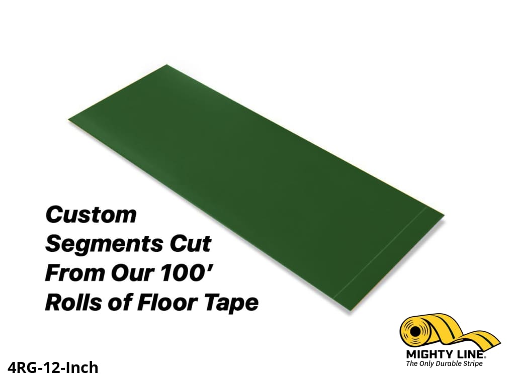 Mighty Line Custom Cut Segments - 4" Green Solid Color Tape - 100' Roll