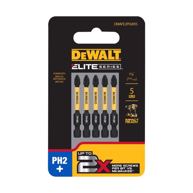 DeWalt ELITE SERIES Phillips #2 X 2-1/4 in. L Screwdriver Bit Steel DWAFE2PH2IR5 5 pc