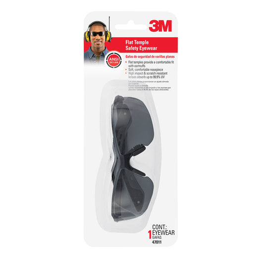 3M Safety Glasses Gray Lens Black/Gray Frame 47011-WV6-NA 1 pc