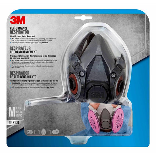 3M P100 Mold and Lead Paint Removal Respirator P-Series Valved Black M 6297P1-DC 1 pk