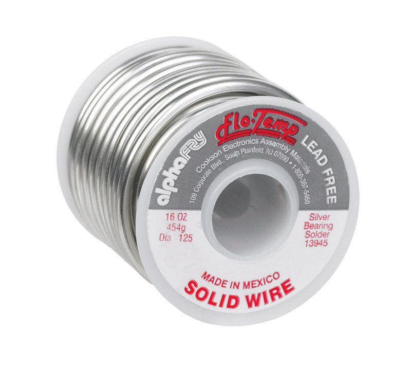 Alpha Fry 16 oz Lead-Free Solid Wire Solder 0.125 in. D Silver-Bearing Alloy 13945 1 pc