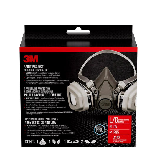 3M P95 Paint Project Half Face Respirator 6000-Series Valved Black L 6311P1-DC 1 pk