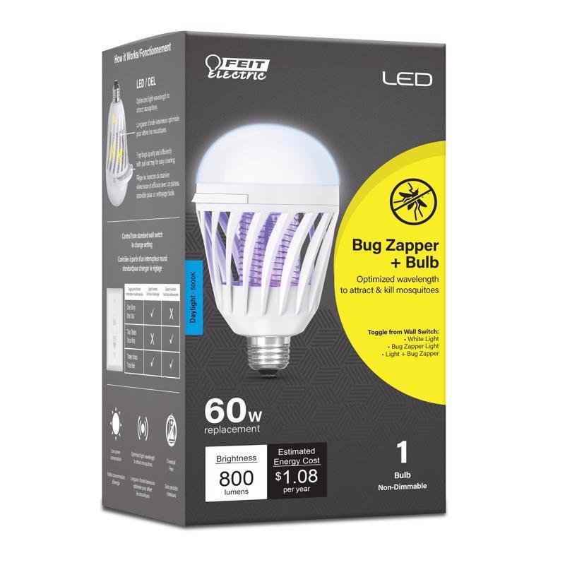 Feit A19 E26 (Medium) LED Bug Zapper Bulb Daylight 60 Watt Equivalence C60/950CA/BZLED 1 pk