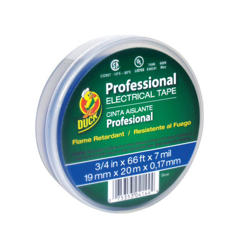 Duck Professional Grade 3/4 in. W X 66 ft. L Blue Vinyl Electrical Tape 300879, Pack of 12