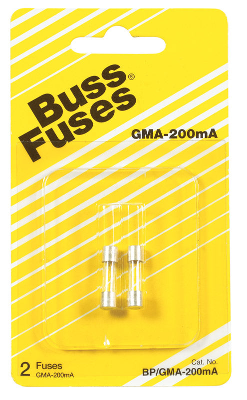 Bussmann 0.2 amps Fast Acting Glass Fuse BP/GMA-200MA 2 pk