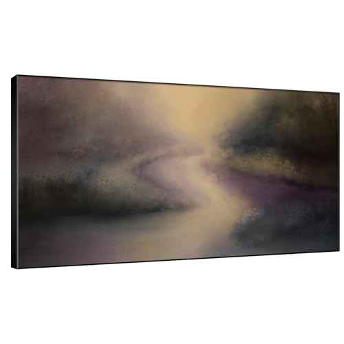36"x60" Extra Large Framed Wall Art Golden Light River Path Dreamy Impressionist Landscape Illustration for Home Living Room Bedroom Decor