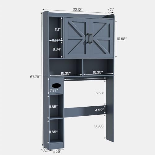 Over The Toilet Storage Cabinet with 2 Barn Doors