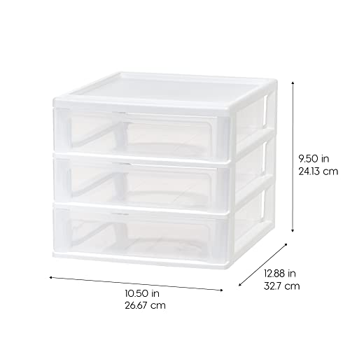 2-Pack, 3-Drawer Medium Plastic Stacking Desktop Organizer, White (2 Count)