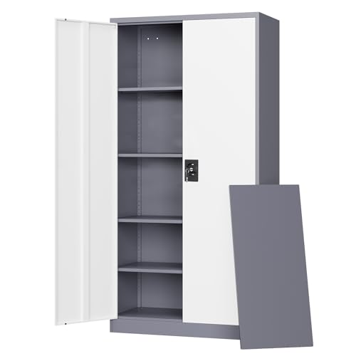 Metal Garage Storage Cabinets with Lock Door and Adjustable Shelves
