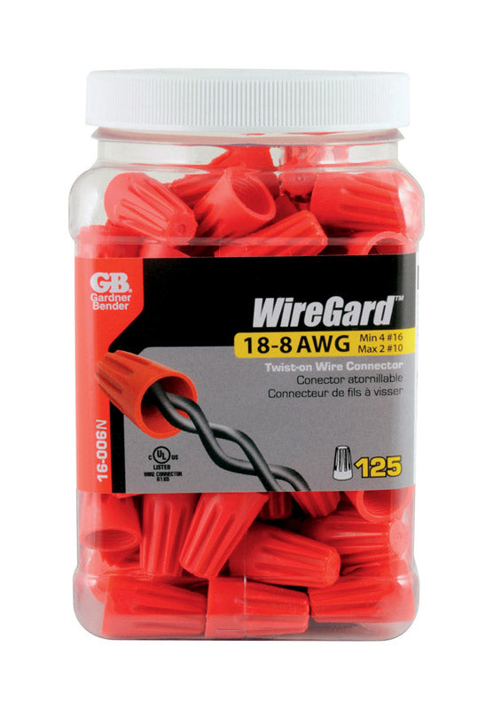 Gardner Bender WireGard 18-8 AWG Copper Wire Connectors Red 16-006N 125 pk