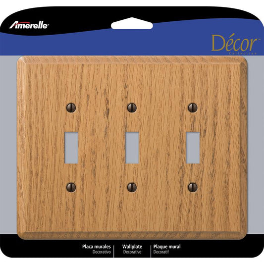 Amerelle Contemporary Brown 3 gang Wood Toggle Wall Plate 901TTTL 1 pk