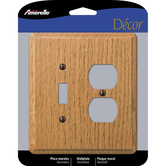 Amerelle Contemporary Light Brown 2 gang Oak Wood Duplex/Toggle Wall Plate 901TDL 1 pk