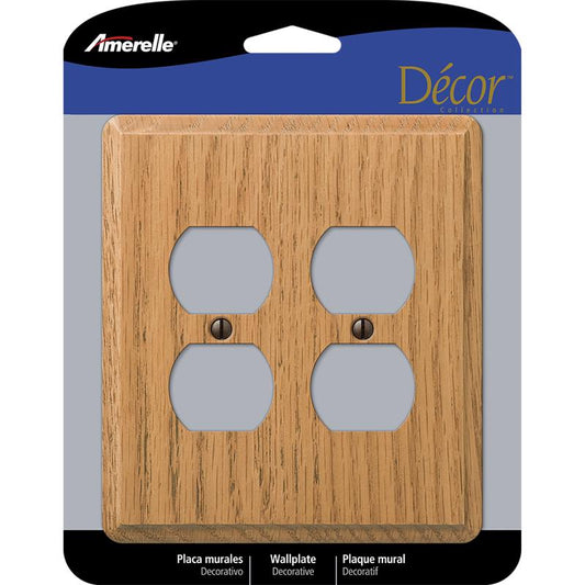 Amerelle Contemporary Light Brown 2 gang Oak Wood Duplex Wall Plate 901DDL 1 pk