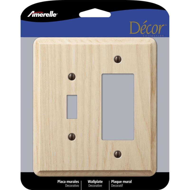 Amerelle Contemporary Unfinished Beige 2 gang Wood Decorator/Toggle Wall Plate 401TR 1 pk