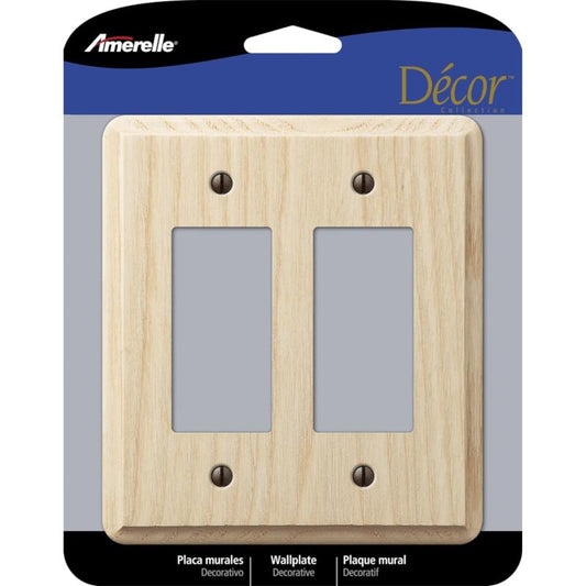 Amerelle Contemporary Unfinished Beige 2 gang Wood Decorator Wall Plate 401RR 1 pk