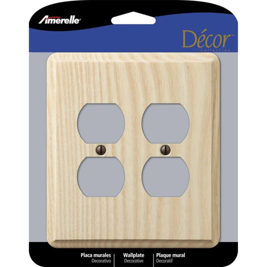 Amerelle Contemporary Unfinished Beige 2 gang Ash Wood Duplex Wall Plate 401DD 1 pk